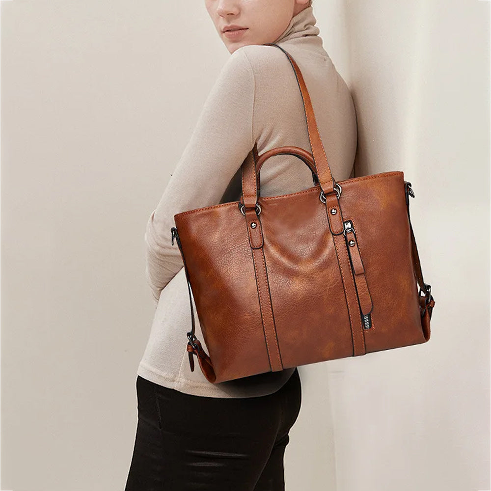 PU Leather Women's Tote Handbag for Work and Travel
