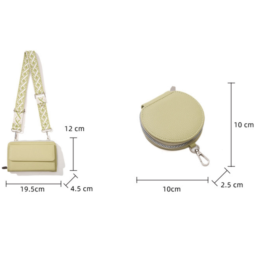 PU Leather Wide Strap Crossbody Bag with Coin Pouch for Women