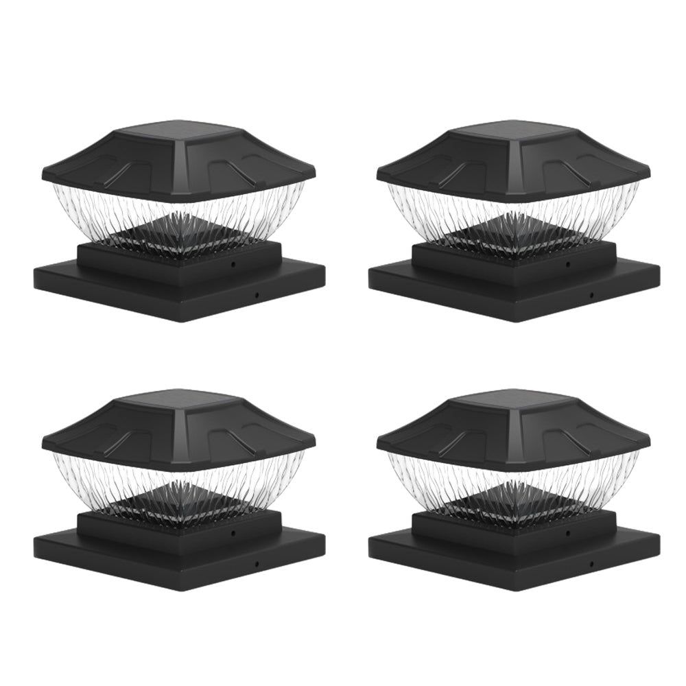 4Pcs 8LED 2 Modes Solar Powered Deck Fence Cap Lights for 4x4 5.5x5.5 Inch Posts
