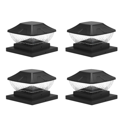 4Pcs 8LED 2 Modes Solar Powered Deck Fence Cap Lights for 4x4 5.5x5.5 Inch Posts
