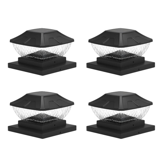 4Pcs 8LED 2 Modes Solar Powered Deck Fence Cap Lights for 4x4 5.5x5.5 Inch Posts