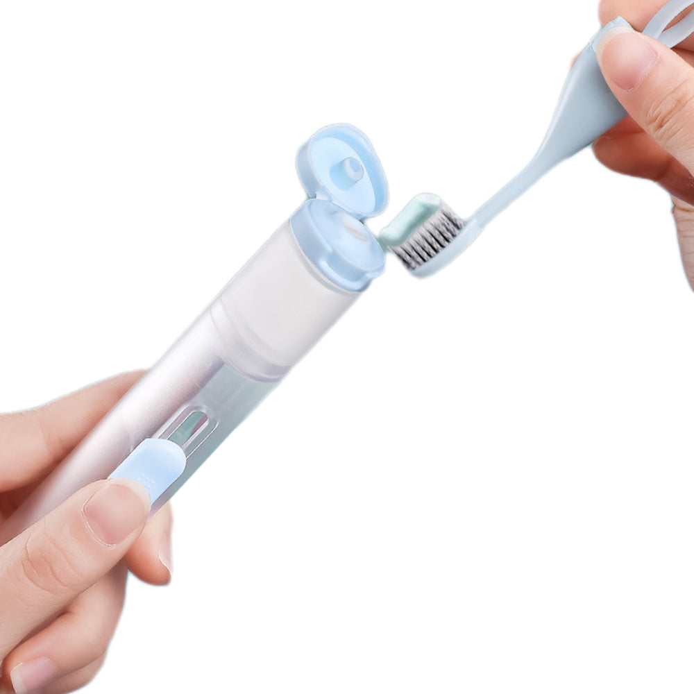 Toothbrushes Kit Fold Travel Built-in Travel Toothpaste Container