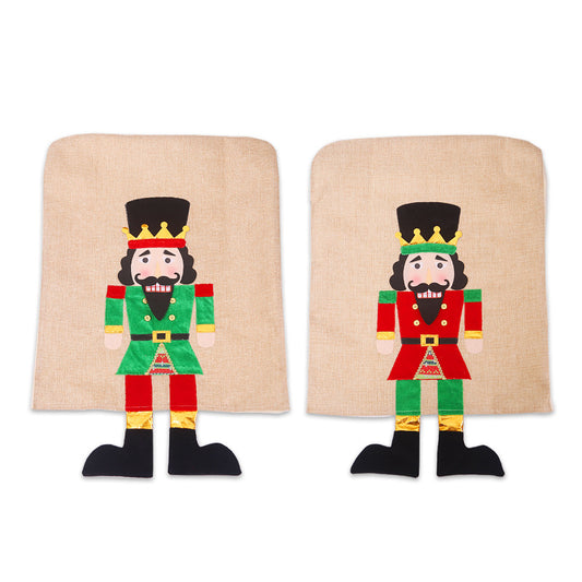 2Pcs Walnut Soldier Chair Cover-Red and Blue