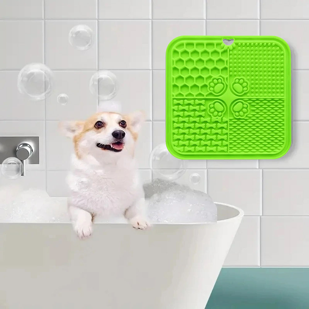 Silicone Dog Lick Mat with Spoon and Can Lid