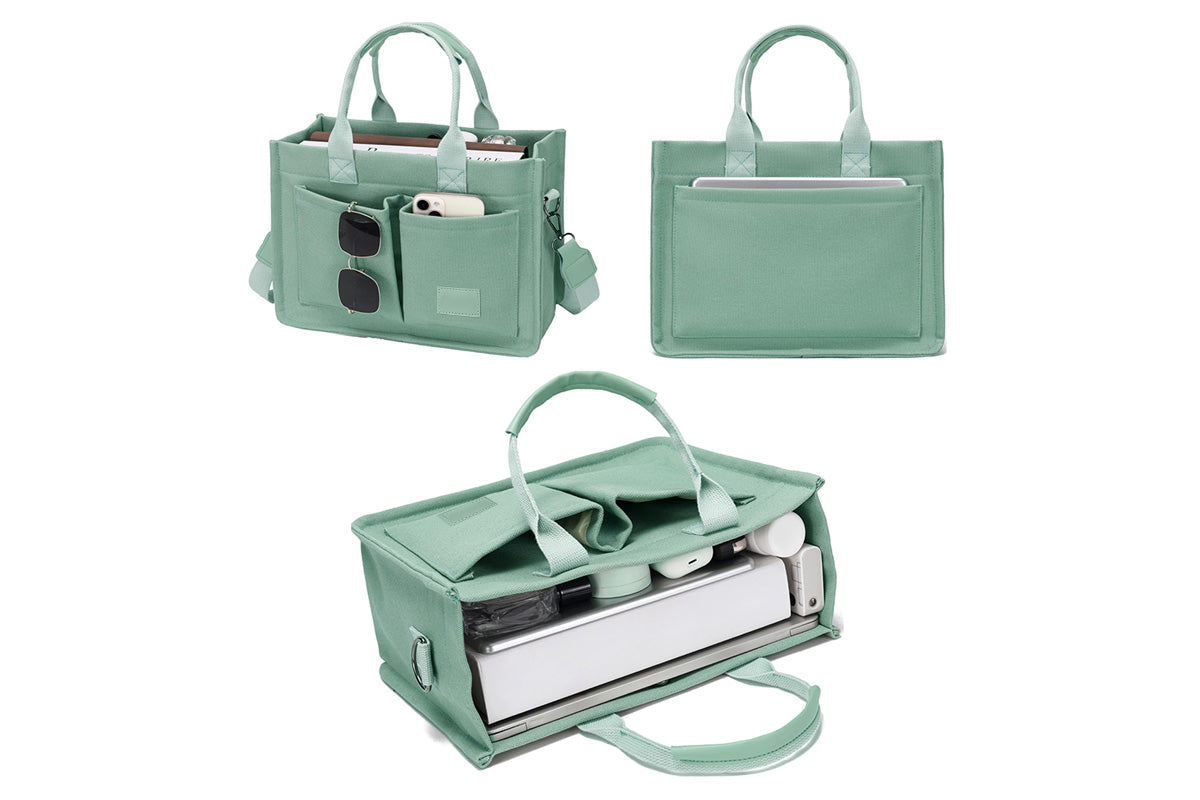 Tote Bag for Women With Compartments Canvas Crossbody Bags for Laptop Book