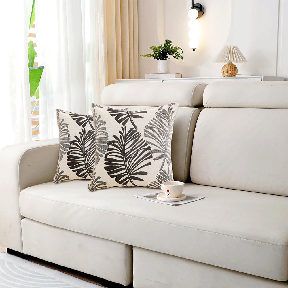 2Pcs 45x45cm Palm Leaf Floral Print Single-Sided Pillow Cover for Sofa Pillow