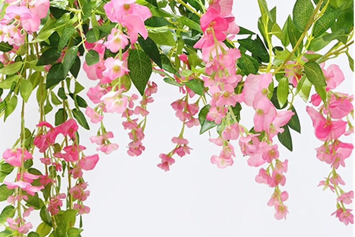 4Pcs Artificial Silk Wisteria Vine Hanging Garland 1.8 m for Home and Garden Decoration