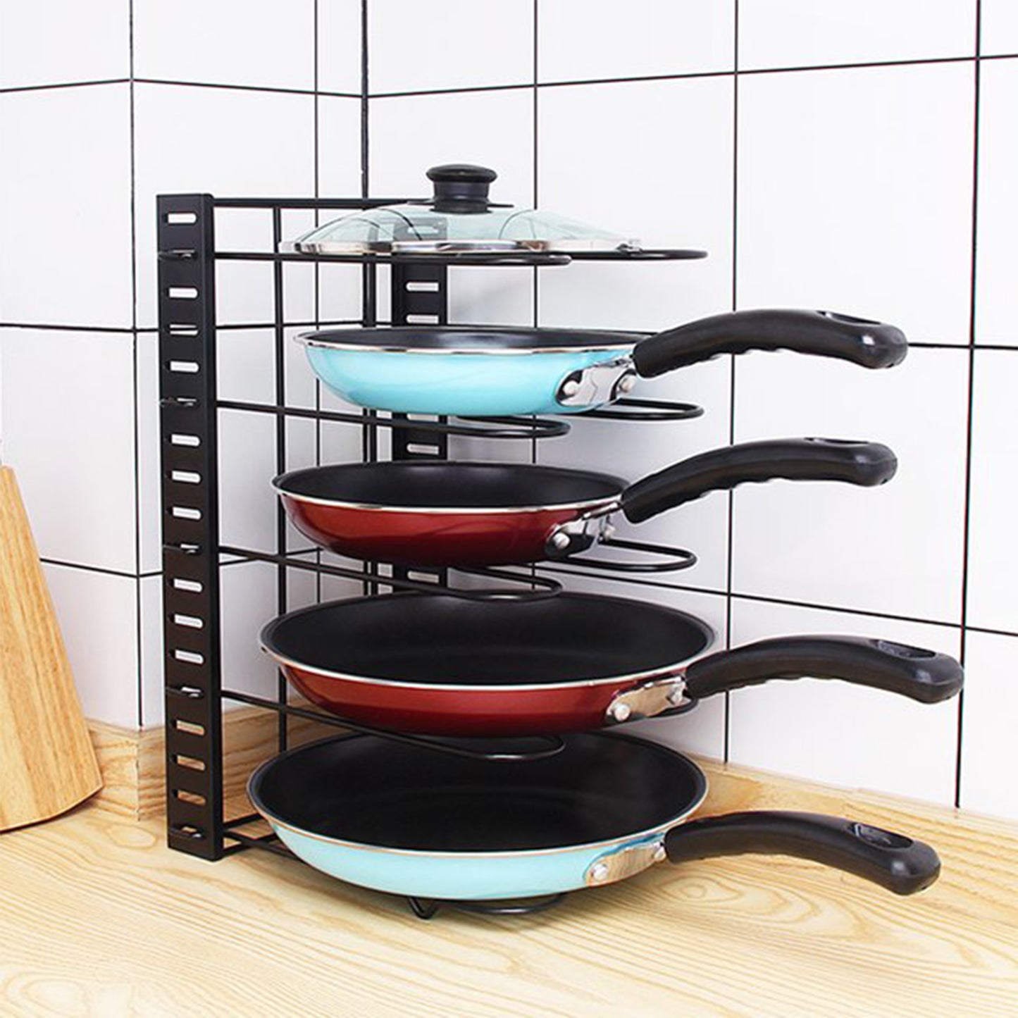 Adjustable 8 Tier Pan and Pot Lid Holder Rack