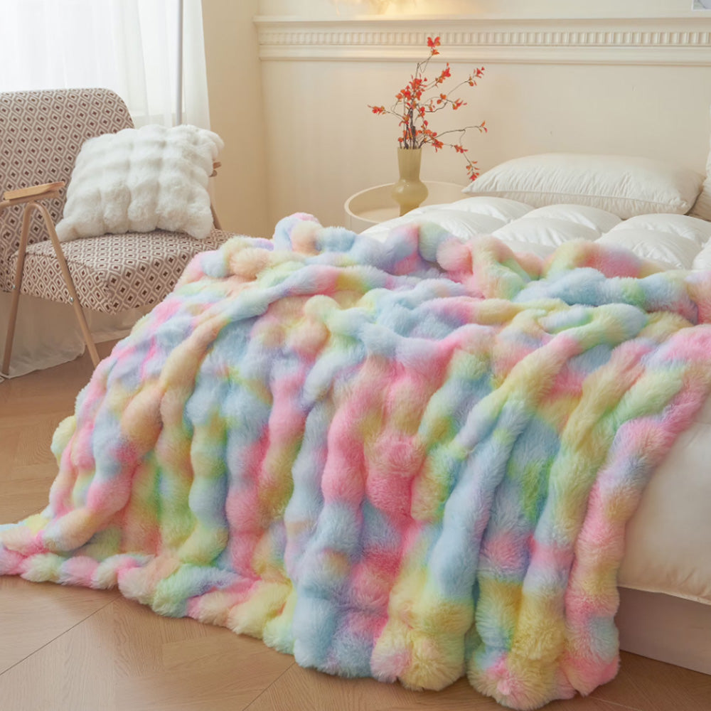 Bubble Tie Dye Throw Blanket Soft Cozy Microfiber Lightweight Warm for Couch-Multicolour