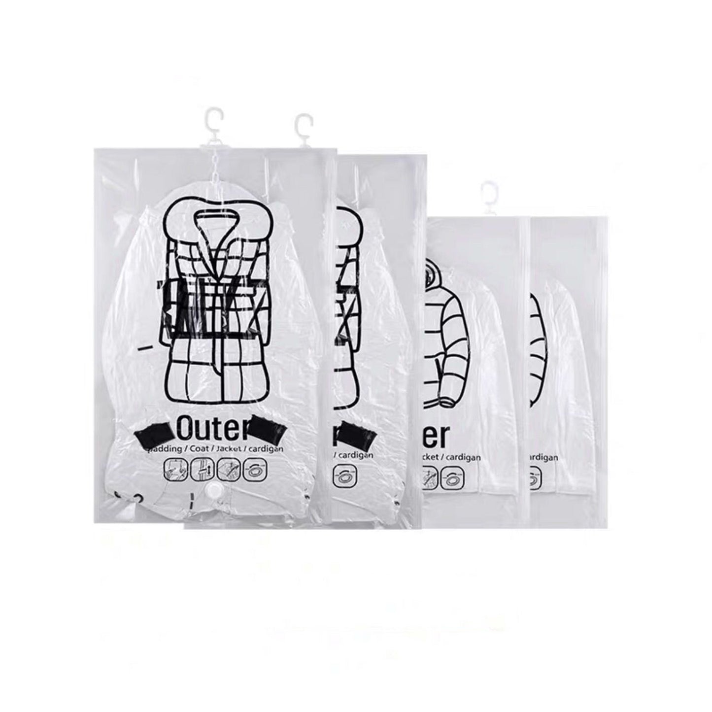 4Pcs Set Hanging Vacuum Bags Clothes Storage Cover