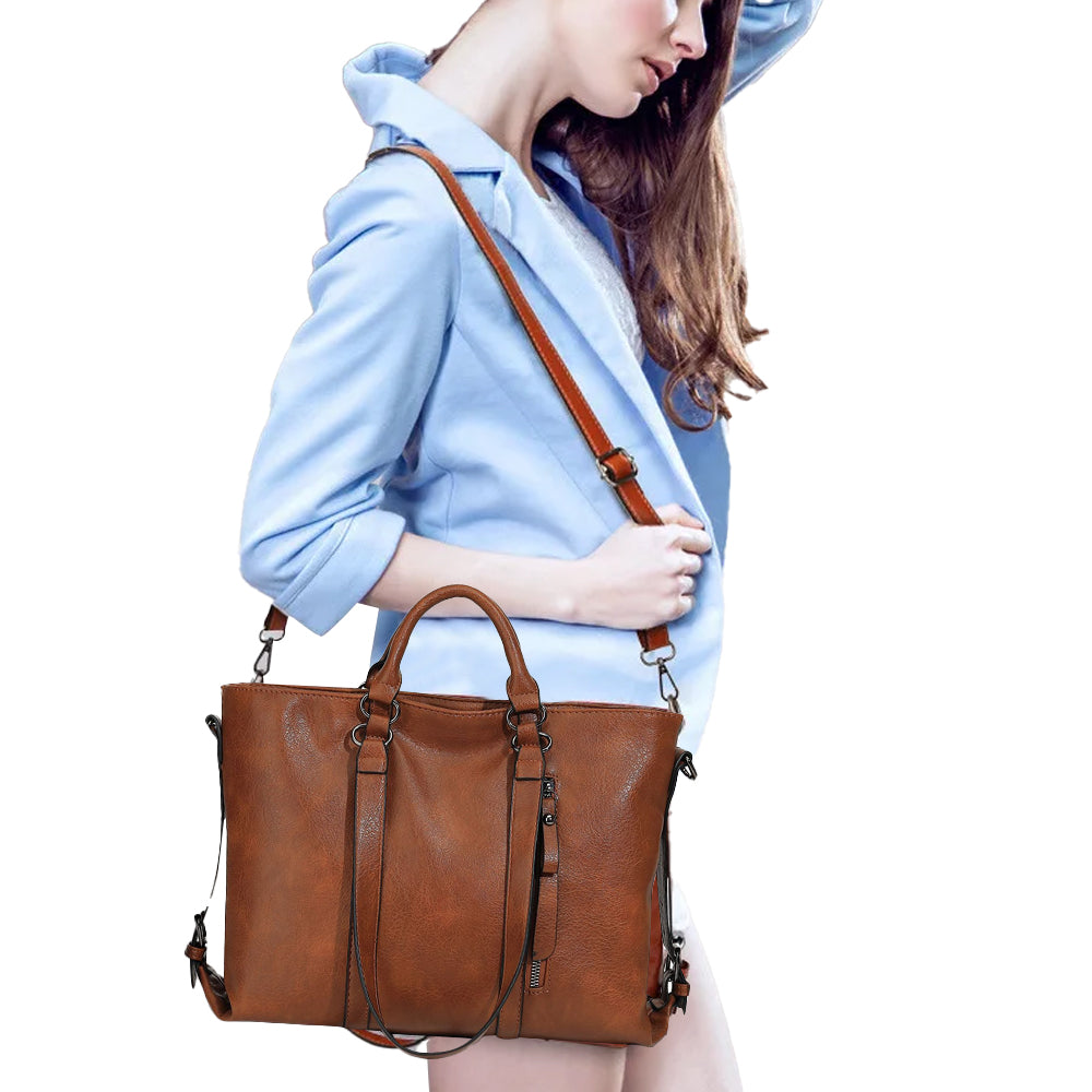PU Leather Women's Tote Handbag for Work and Travel