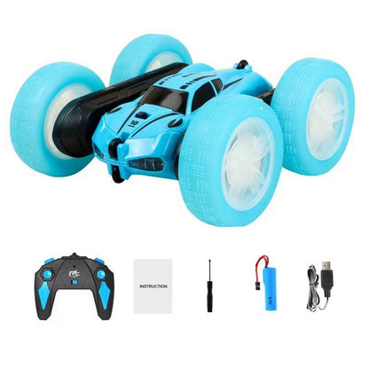 2.4 GHZ 4WD Double Sided RC Stunt Car 360 Degree Rotating Remote Control Crawler with Headlights