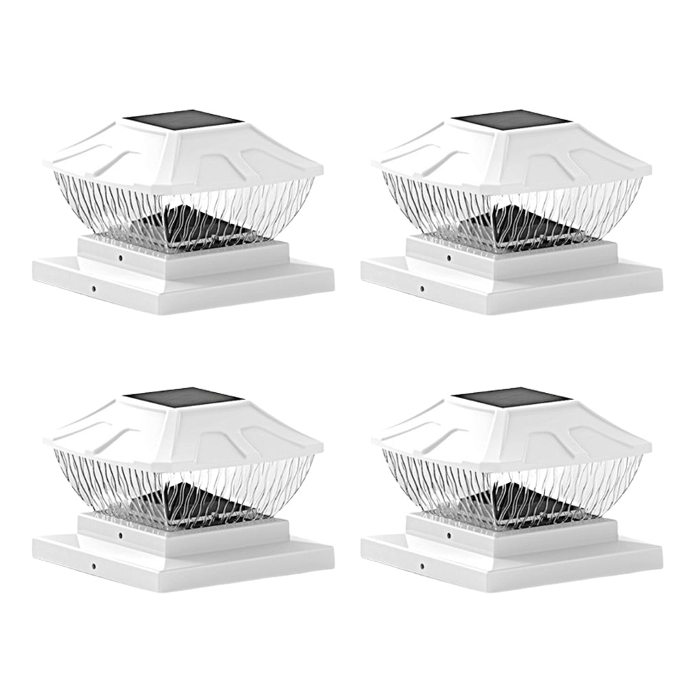 4Pcs 8LED 2 Modes Solar Powered Deck Fence Cap Lights for 4x4 5.5x5.5 Inch Posts