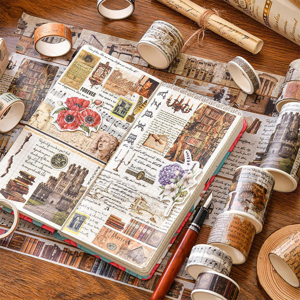 18 Rolls Vintage Washi Tape Set Writable Tapes for Scrapbooking Junk Journal supplies