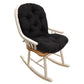 Solid Twill Swivel Rocker Chair Cushion High Back Water Resistant Pad-Black