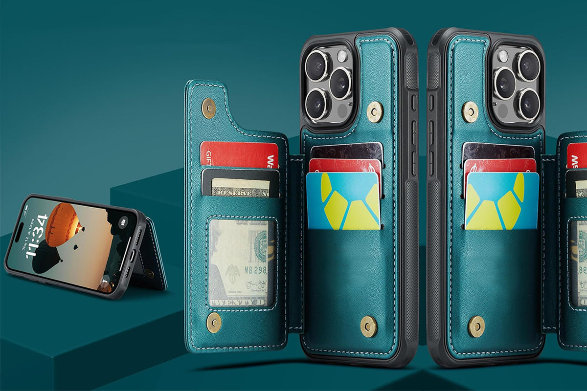 Wallet Case for iPhone 16 Pro Max iPhone16Pro Max 16Pro with Card Holder and RFID Blocking-Green
