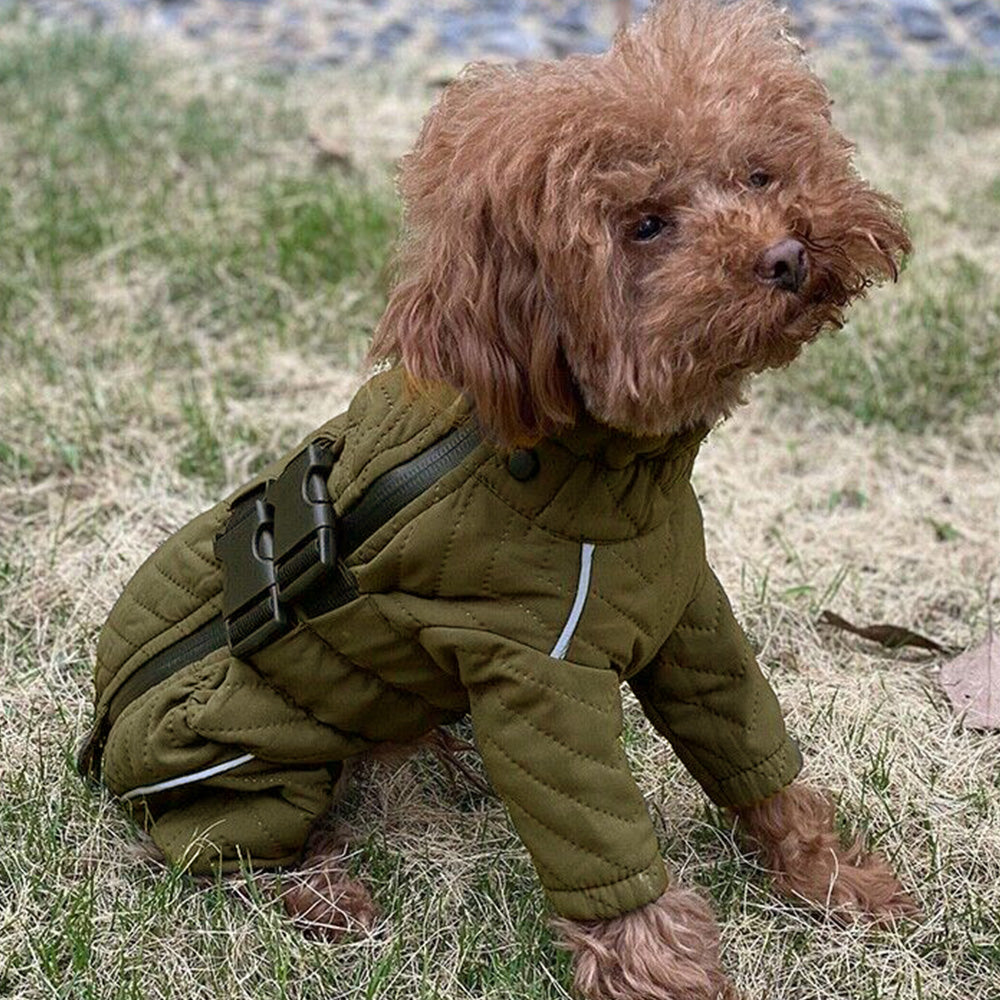 Dog Coat 4 Legs Covered Windproof Waterproof Dog Winter Jacket-Green