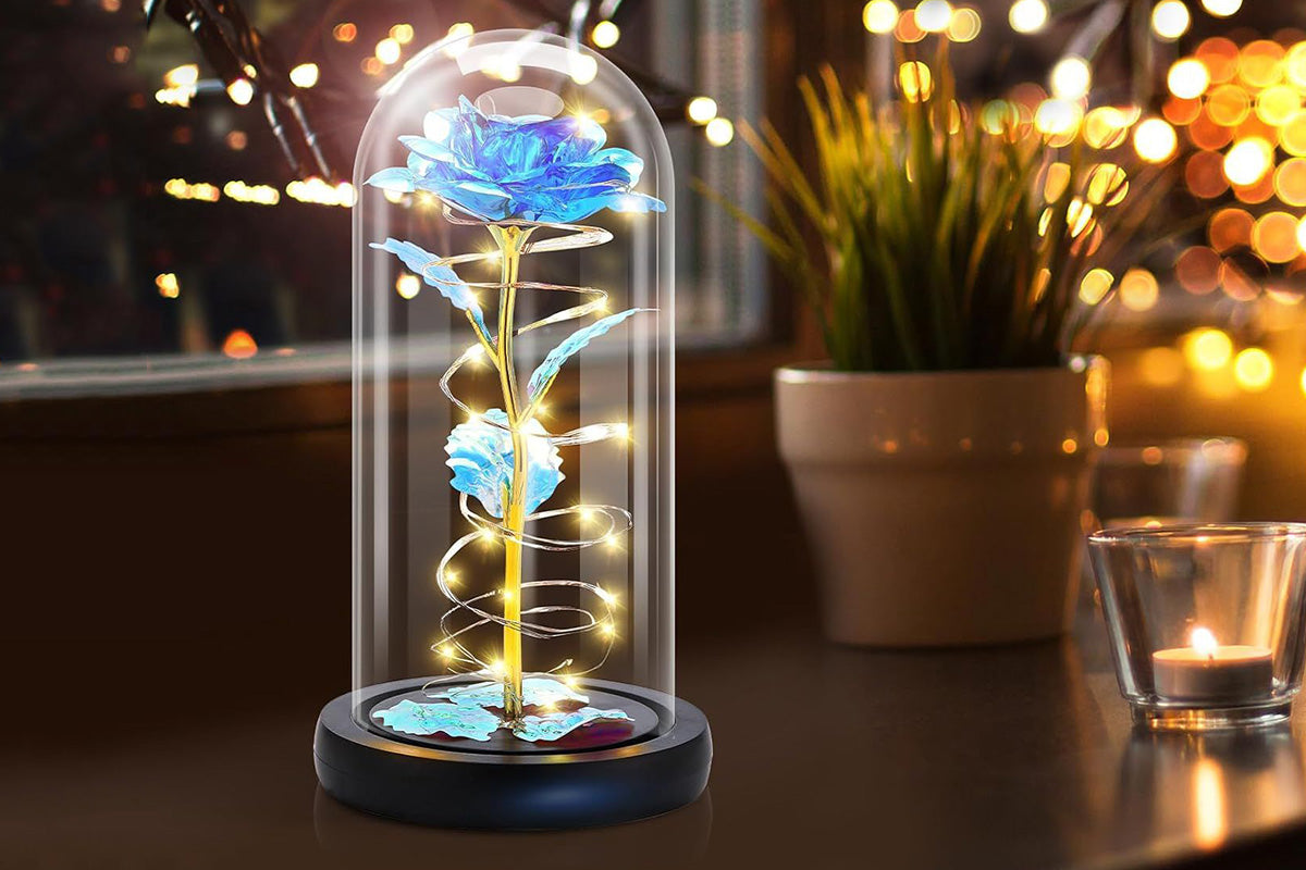 Eternal Rose Night Light in Glass Dome with LED