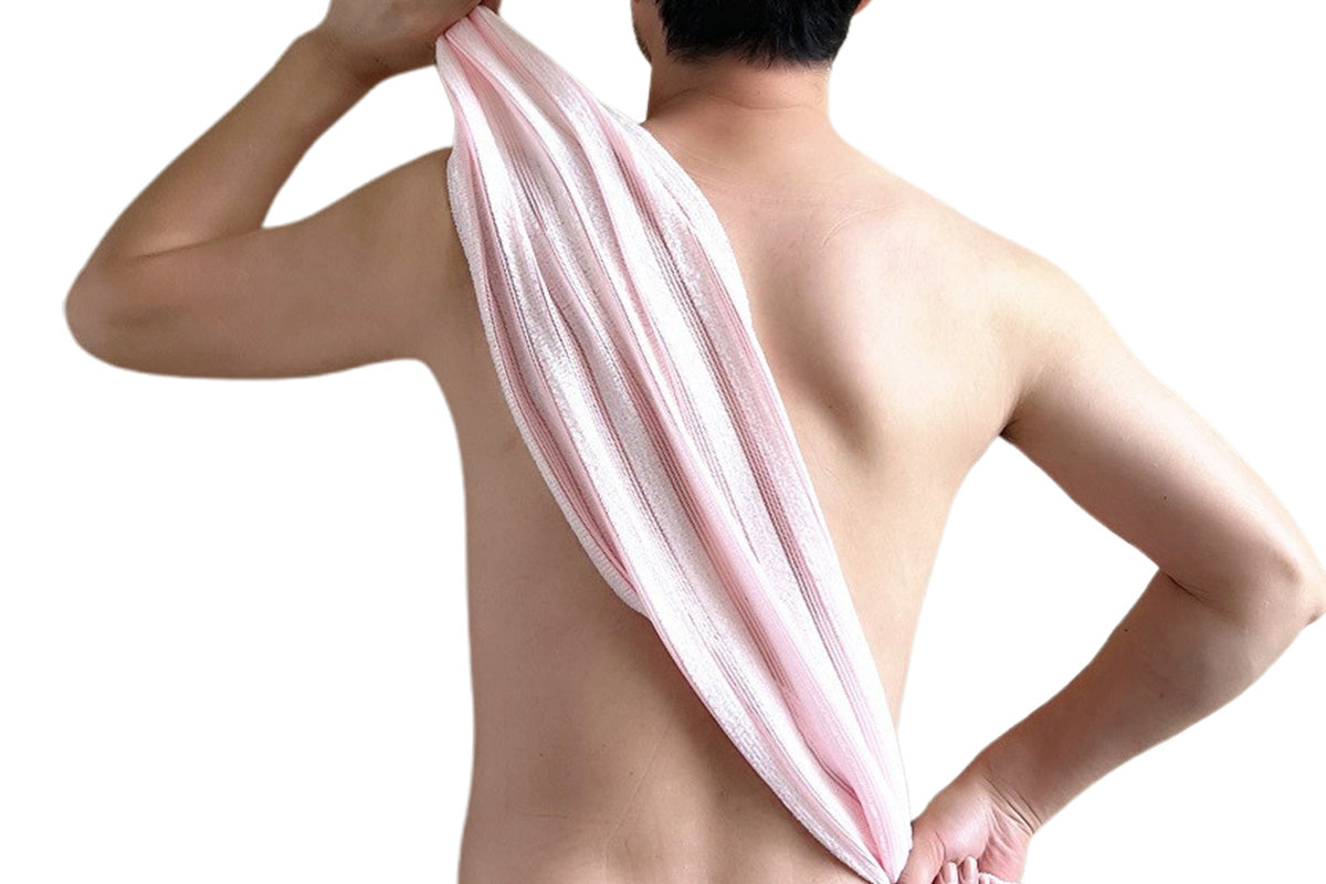 2Pcs Adult Exfoliating Washcloth Ultra-Long Back Scrubber for Shower Bath-Black