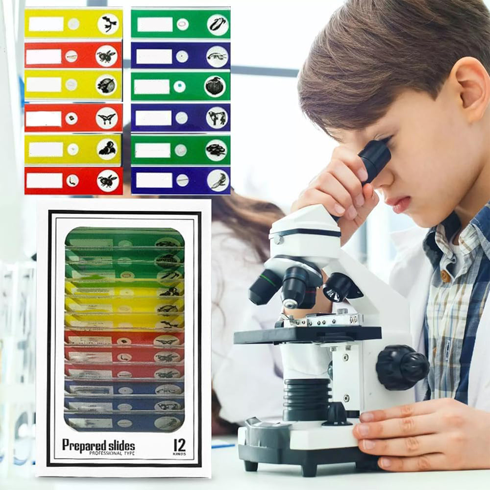 Portable Pocket Microscope Science Educational Toy with 12 Microscope Slides