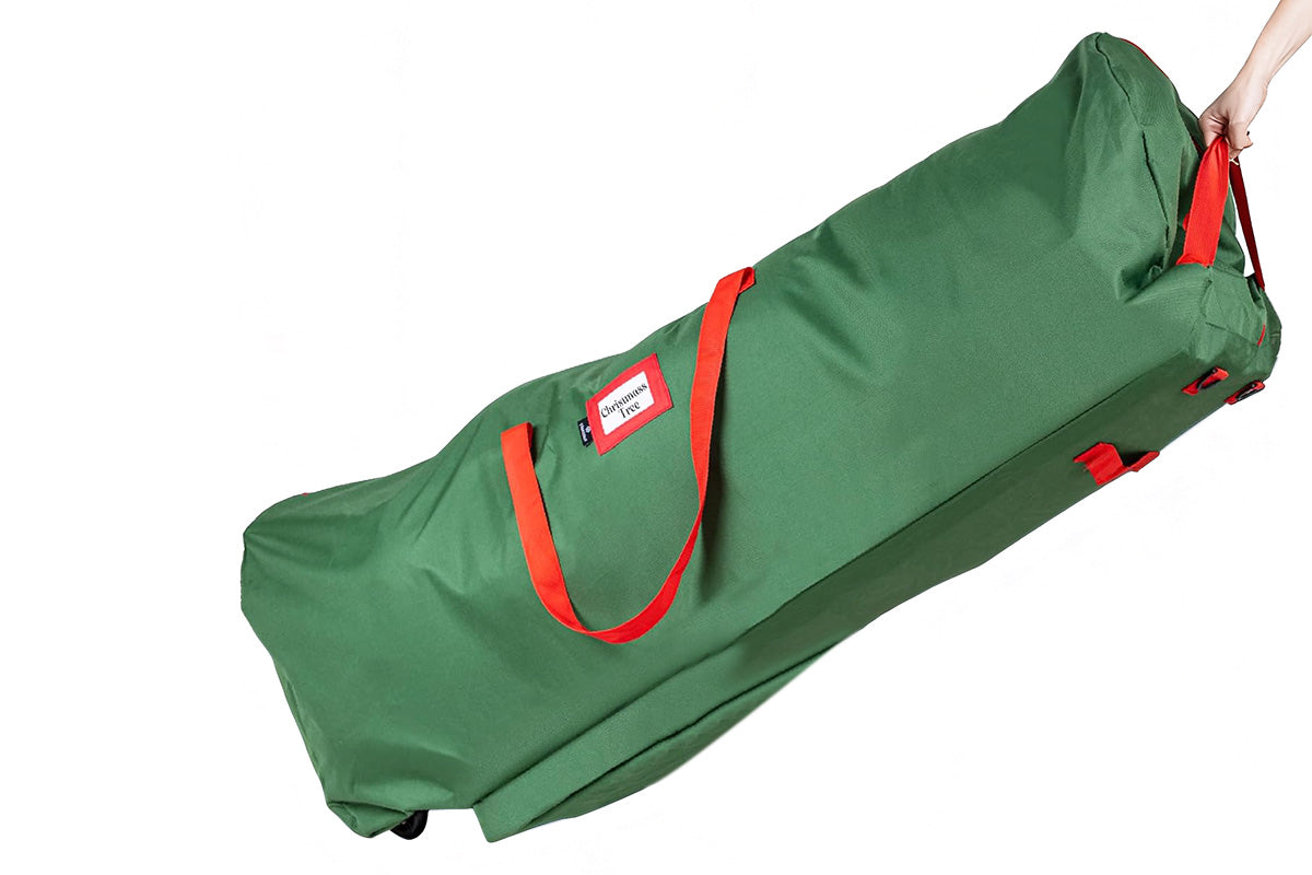 Handy Laundry Rolling Christmas Tree Storage Bag With Handle For Easy Transport-Green