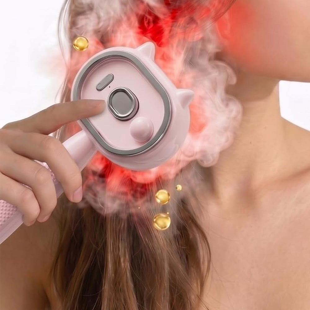 Electric Spray Hair Brush with Cat Ear Design and One Click Cleaning