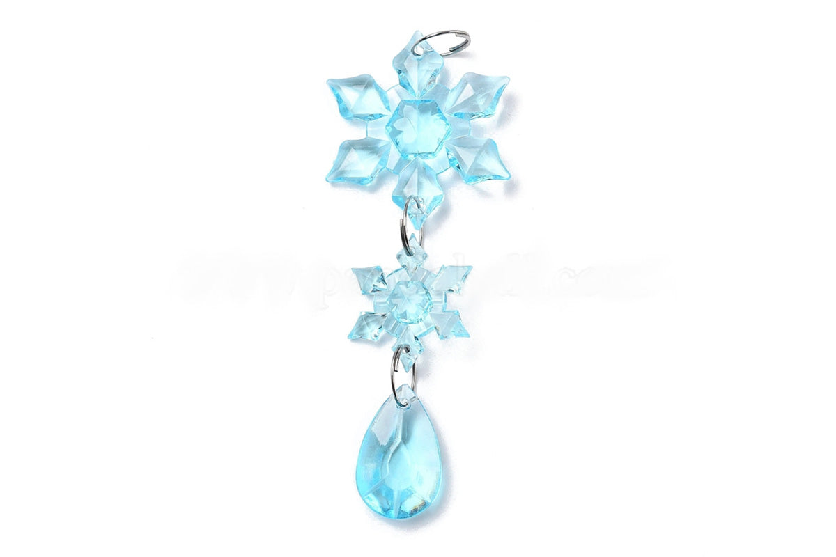 18Pcs Hanging Acrylic Christmas Snowflake Icicle Drop Ornaments for Xmas Tree