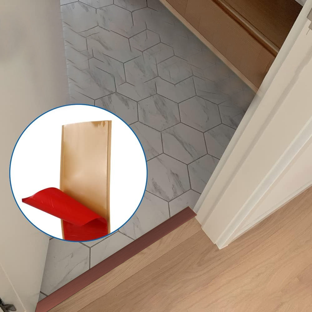 2Pcs 1M Length Self Adhesive Floor Transition Strip Elegant Wood Grain Design