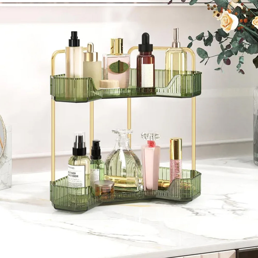 2 Tier Corner Bathroom Counter Makeup Storage Rack