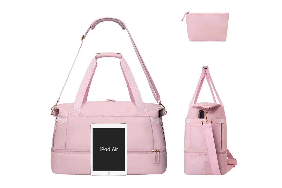 37L Women Fitness Travel Bag Waterproof Pocket USB Charging Carry On Overnight Bag