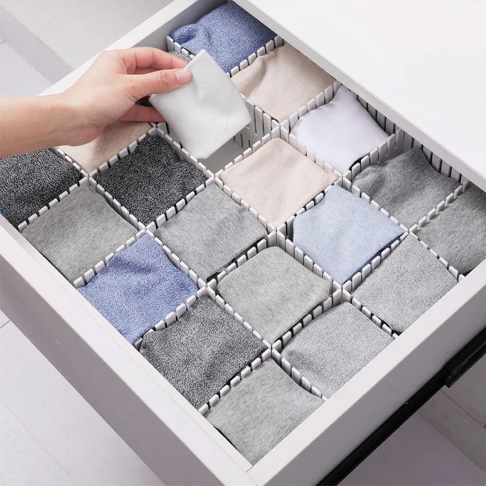 24Pcs Adjustable Drawer Divider DIY Storage Organiser for Cabinets