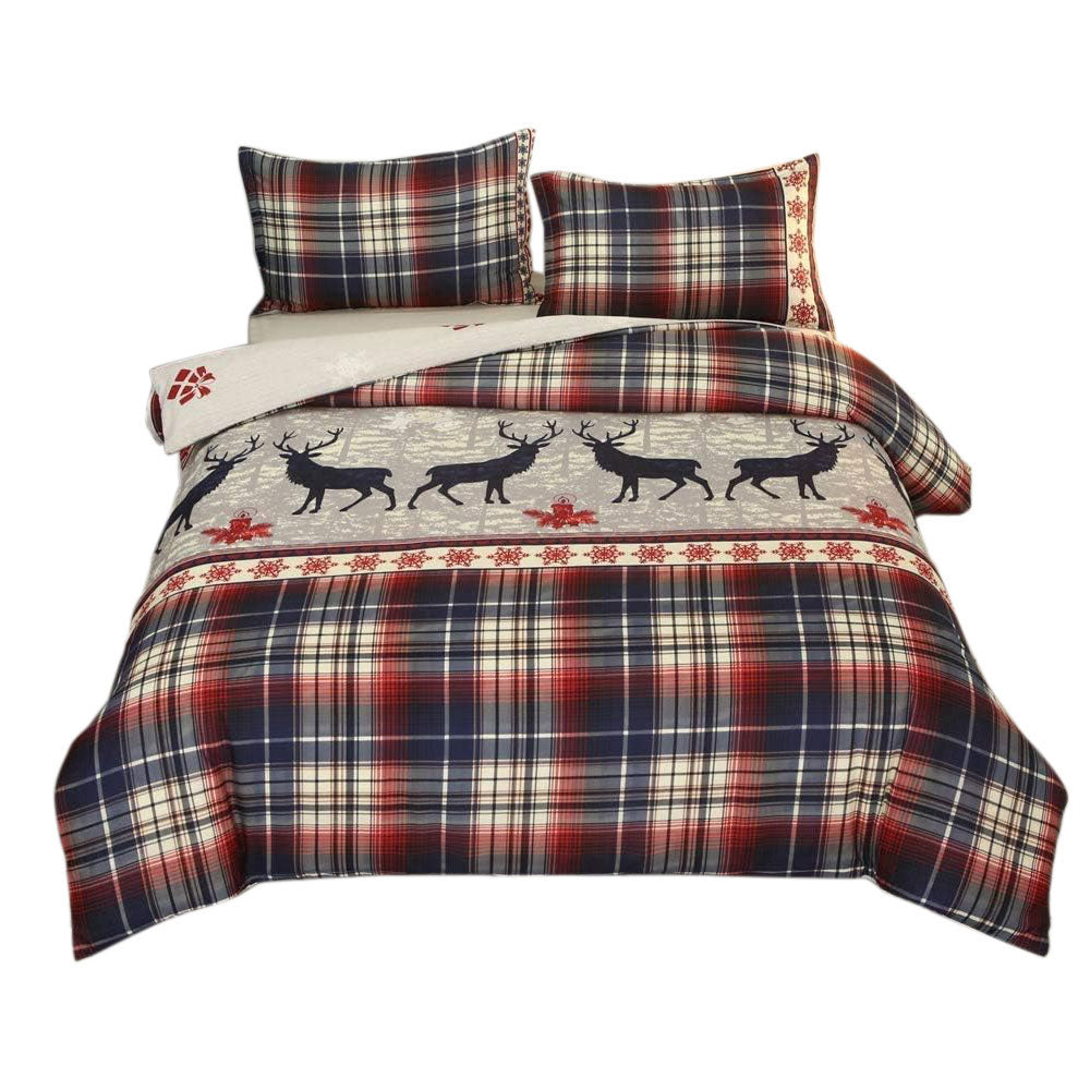 Christmas Pattern Quilt Duvet Doona Cover Set Single Double Queen King Size Bedding Set