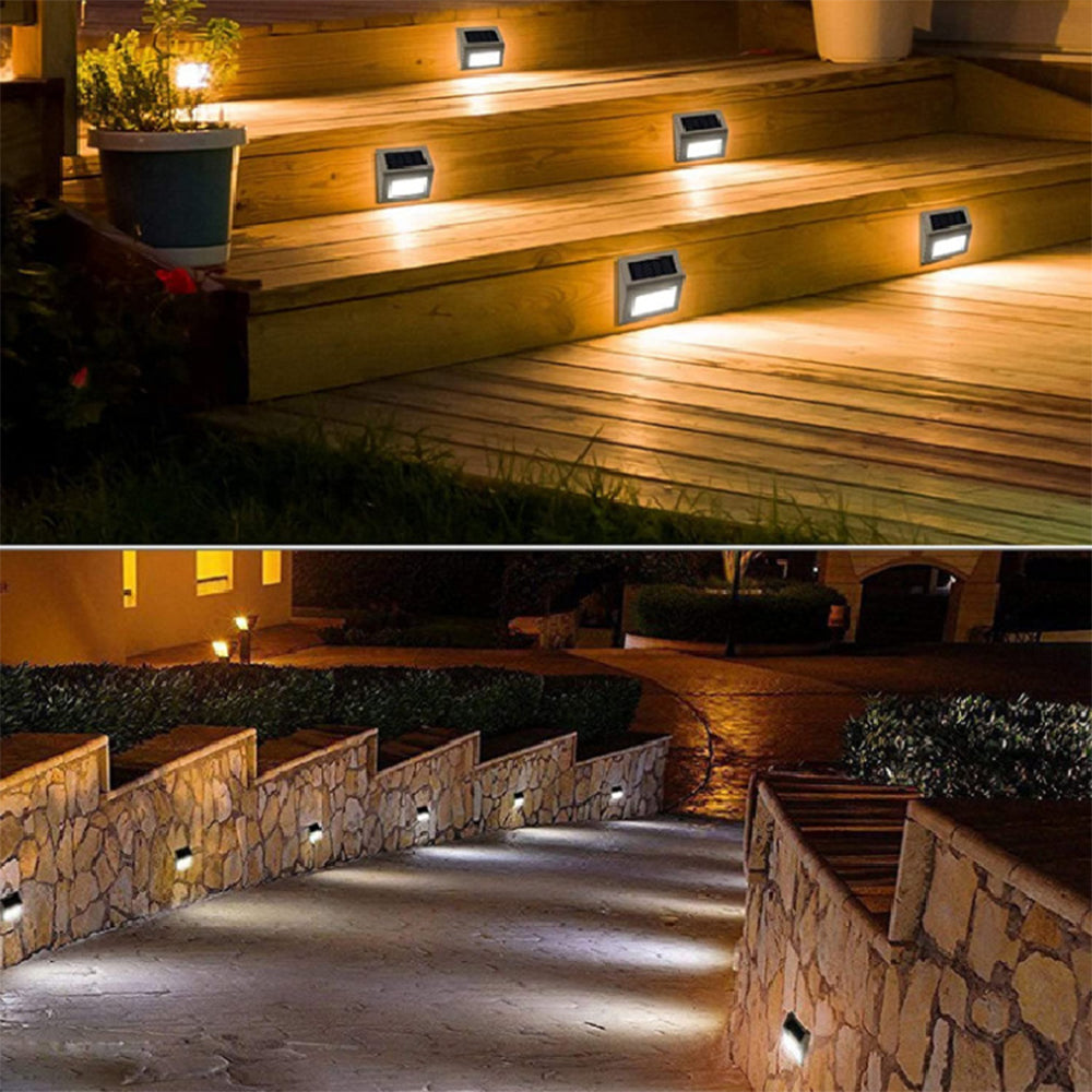2Pcs Outdoor Fence Wall Lamp Solar Light Waterproof Garden Lamp