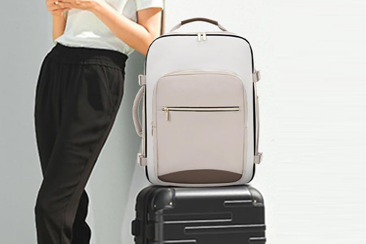 40L Travel Backpack for Men and Women Waterproof Carry On Bag with 3 Storage Pouches