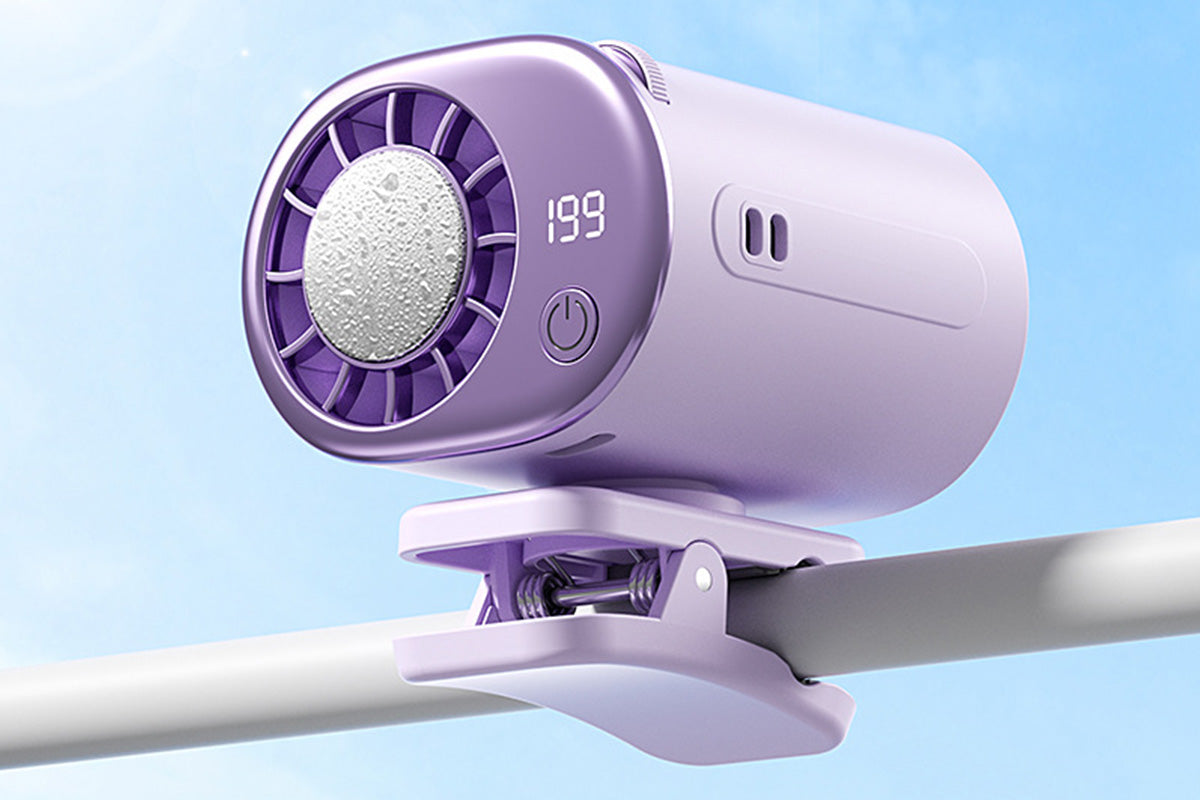 360 Rotatable 199-Speed Ice Cooling Clip Fan with Neck Lanyard TEC Semiconductor Cooling Fan Turbo Boost Wind