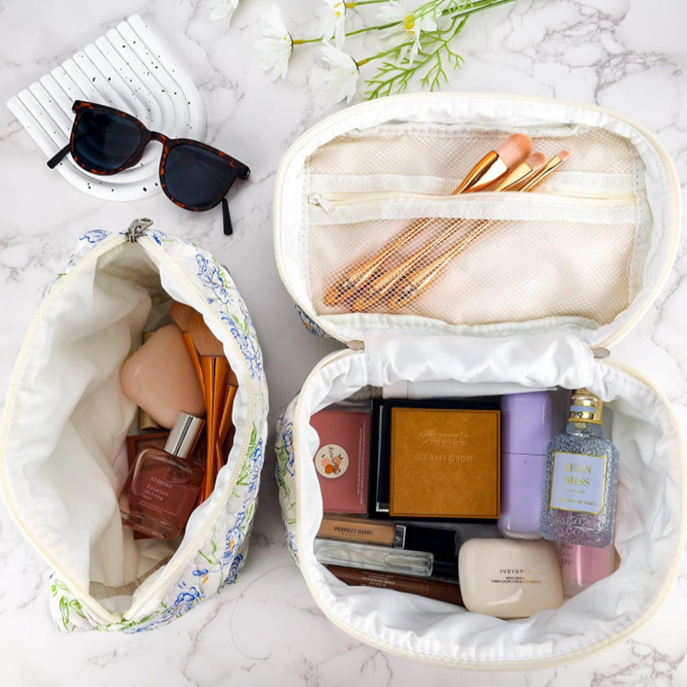 3Pcs Set Floral Cotton Cosmetic Bag