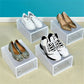 2 Pcs Clear Stackable Shoe Boxes Plastic Sneaker Containers for Closet Under Bed