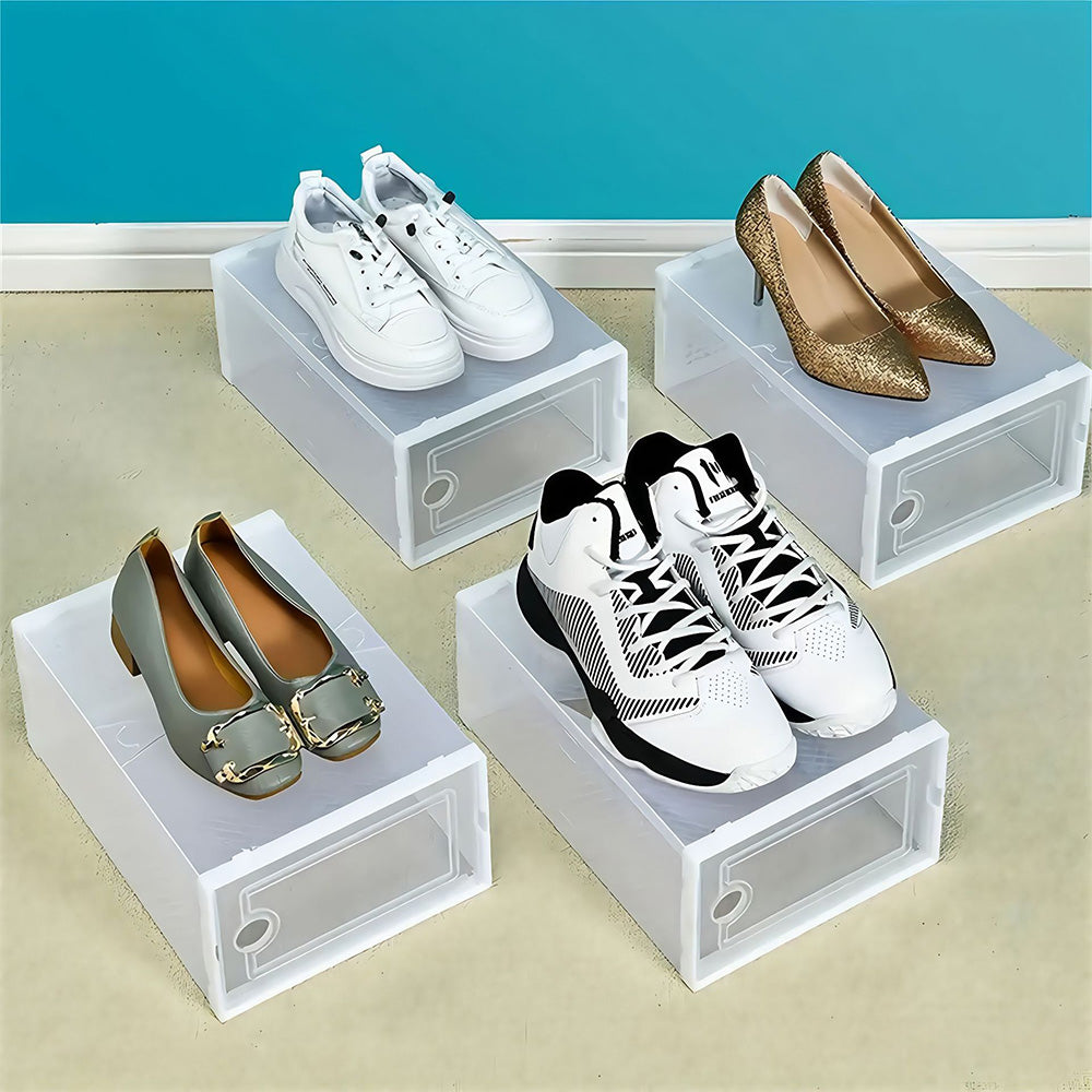 2 Pcs Clear Stackable Shoe Boxes Plastic Sneaker Containers for Closet Under Bed