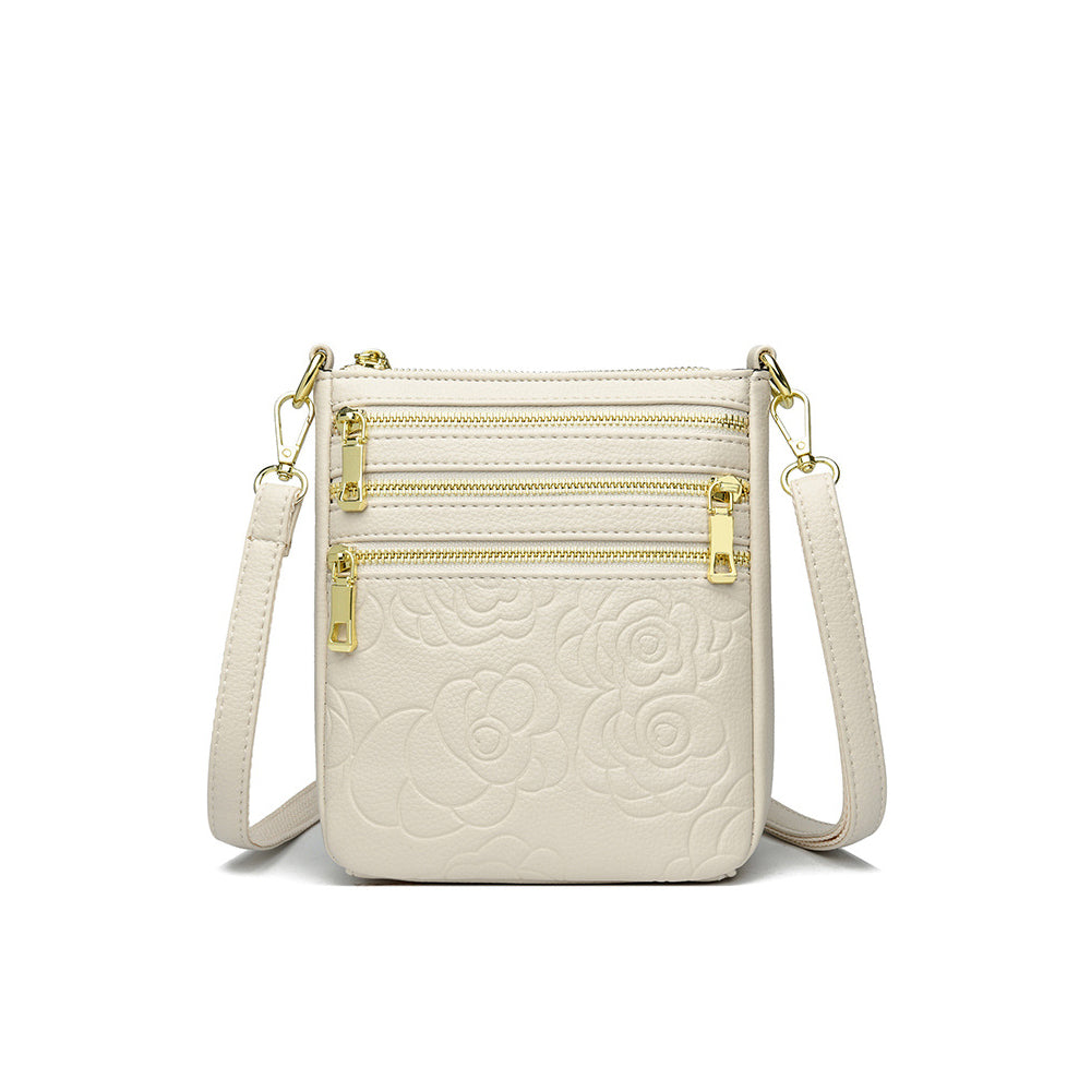 Genuine Leather Crossbody Shoulder Bag Multi-Compartment Water-resistant Handbag