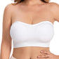 Women Strapless Wirefree Bandeau Bra with Removable Shoulder Straps-White