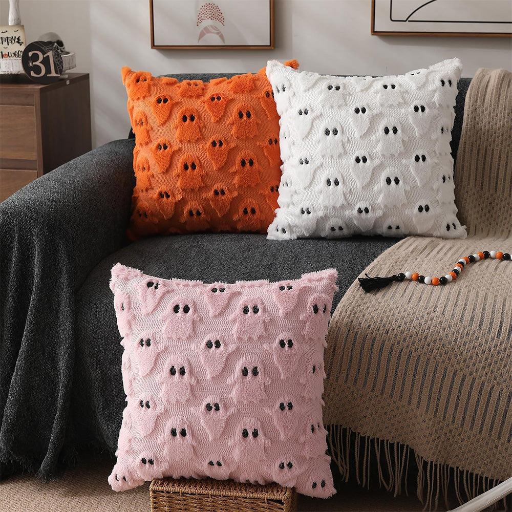 Cute Halloween Ghost Pillow Cover with Zipper for Living Room Bedroom Office