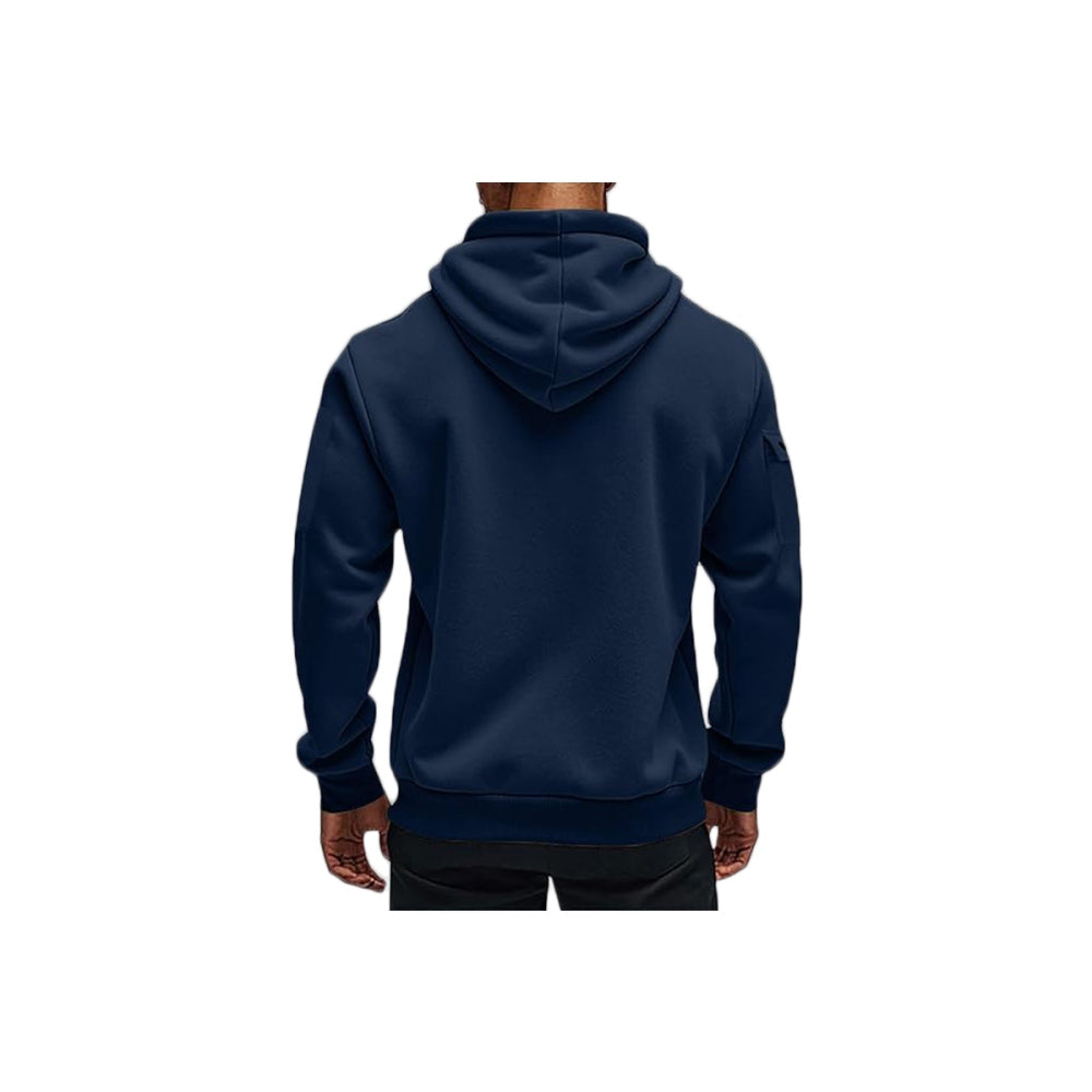 Fleece Hooded Sweatshirt Casual Hoodie for Men-Navy