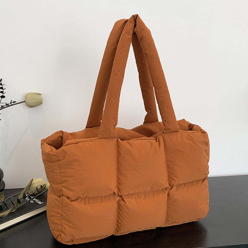 Puffer Tote Bag Large Quilted Puffy Handbag Lightweight Satchel Purse