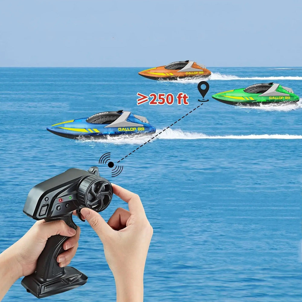 Rechargeable Water-resistant Remote Control Boat with Color LED Lights for Pool Lake
