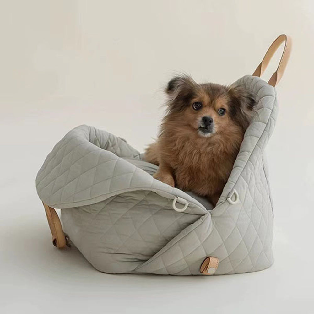 Soft Fluffy Car Seat Booster for Pet Travel Carrier Bed with Long Strap