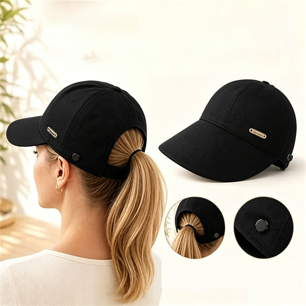 Wide Brim Quick Dry Foldable Sun Hat with Ponytail Opening and Hook
