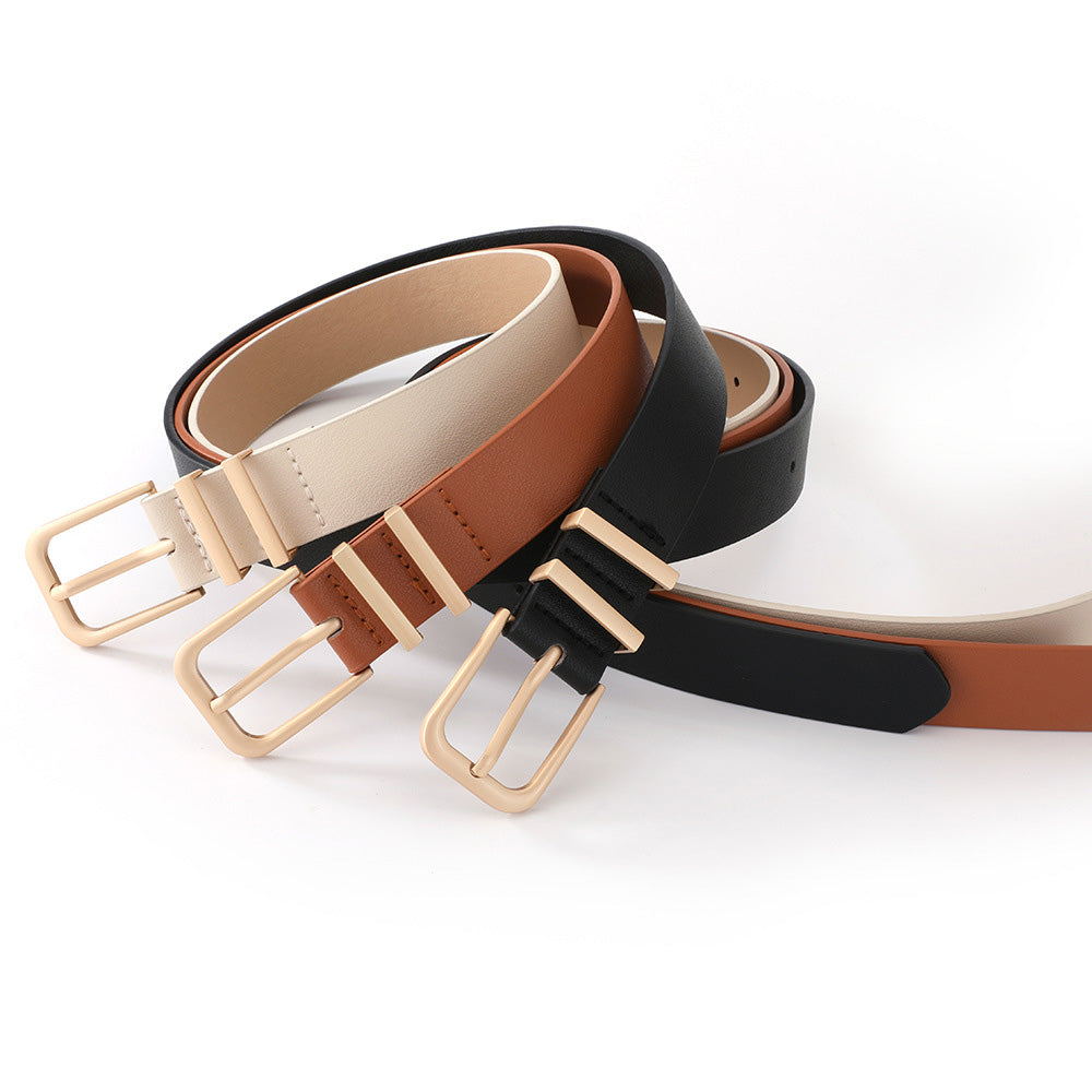 3Pcs Women PU Leather Waist Belt Gold Pin Buckle Casual Belt for Jeans Dress
