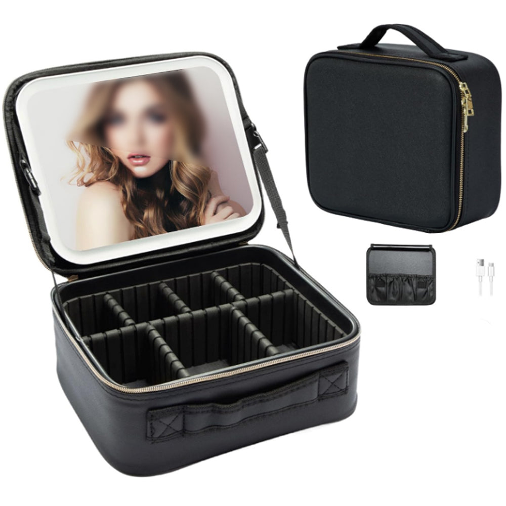 25x10.5x23CM Travel Makeup Storage Bag with Mirror and Light