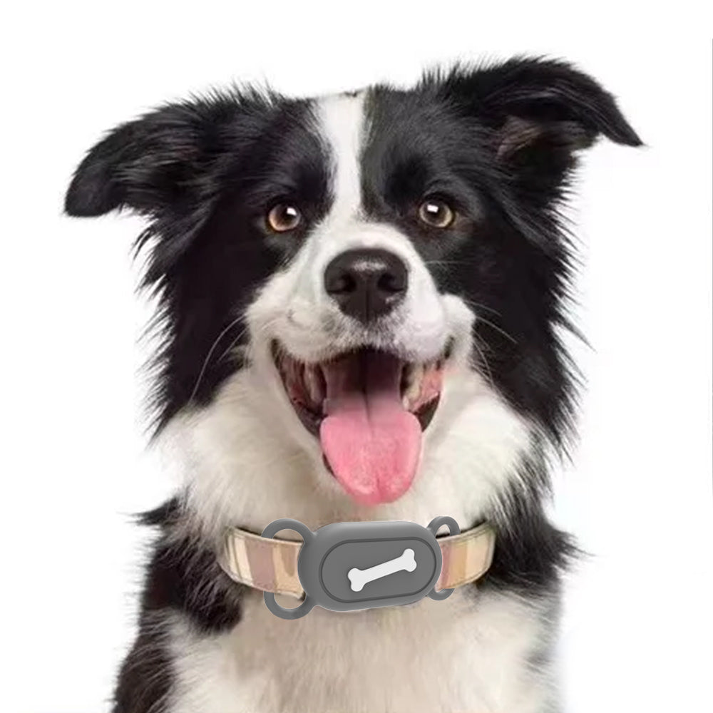 2Pcs Silicone Case Water-resistant Pet Collar Holder for Samsung Galaxy SmartTag2-Grey and Blue