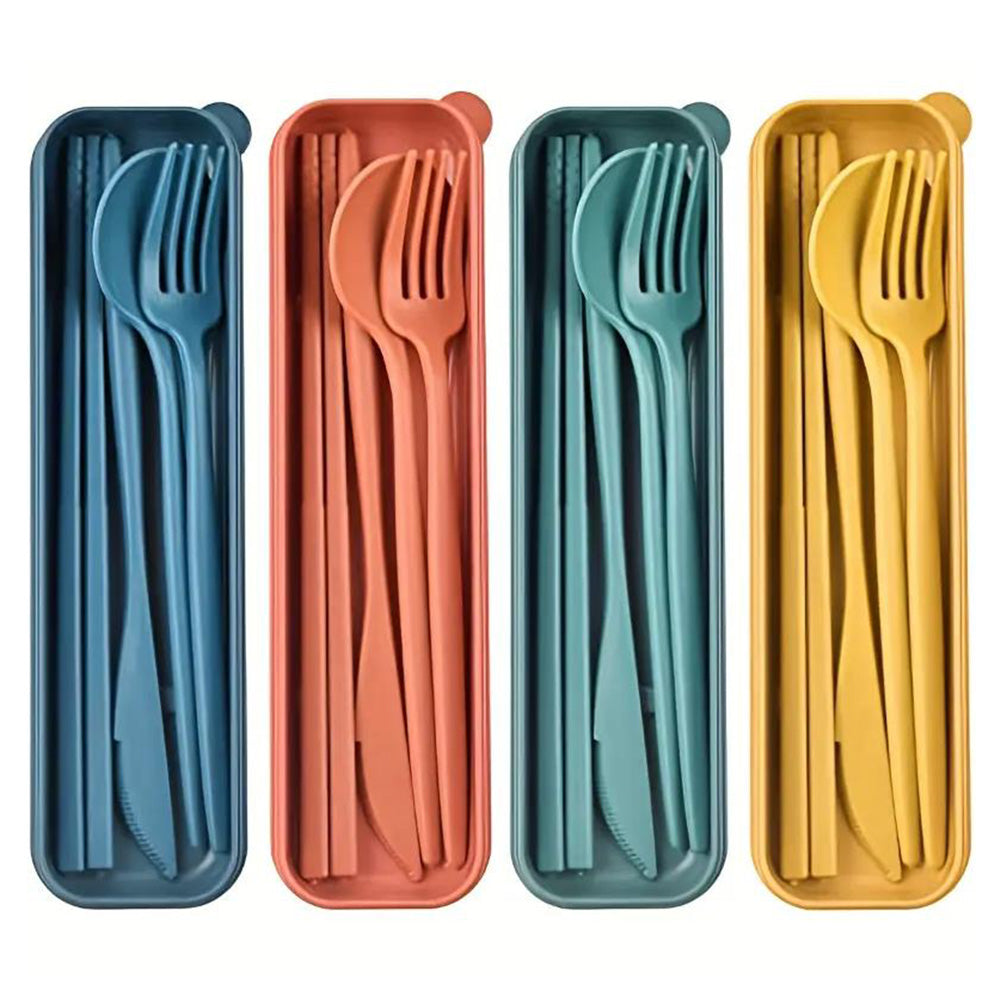 Reusable Travel Utensils Set with Case Portable Knife Fork Spoons Cutlery Set